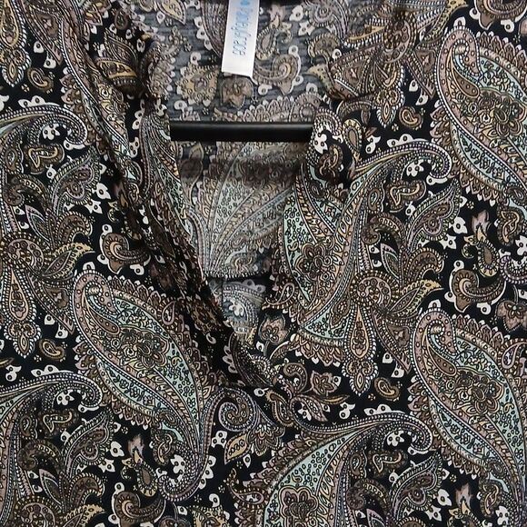 PAISLEY GRACE XXL Paisley Printed Women's Blouse 3/4 Sleeves Multi Colored XXL - Picture 3 of 11